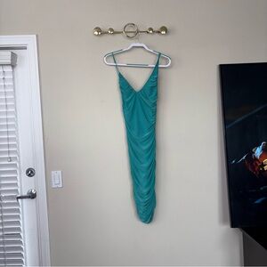 BEBE Teal Ruched Dress